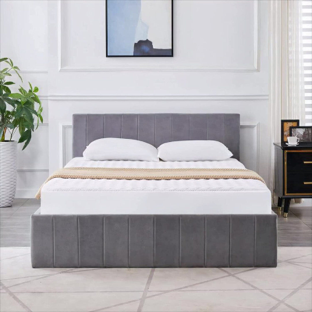 Canora Grey Amylynn Upholstered Ottoman Storage Bed Grey Double (4'6)