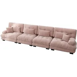 STILVORA Modulares Ecksofa 4-Sitzer Chenille Rosa 81x406x77 cm mit tiefem Sitzkomfort und ergonomischer Unterstützung