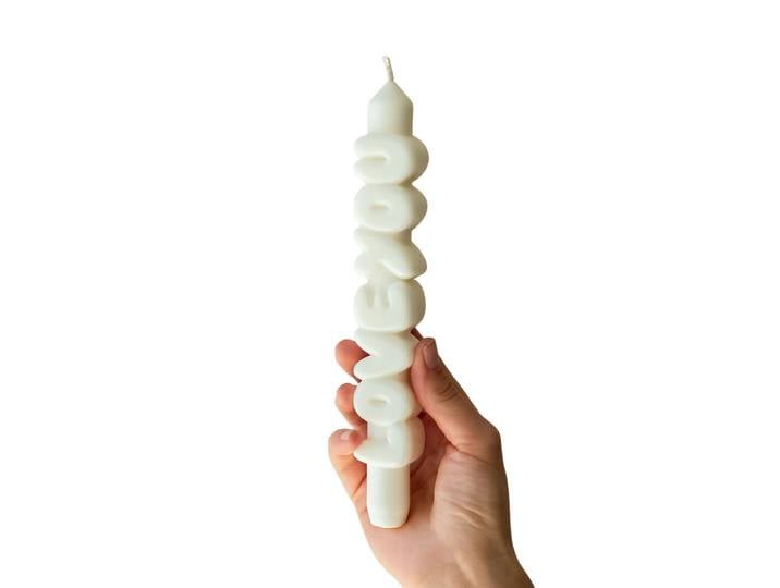 Kerze Taper candle LOVE YOU weiss