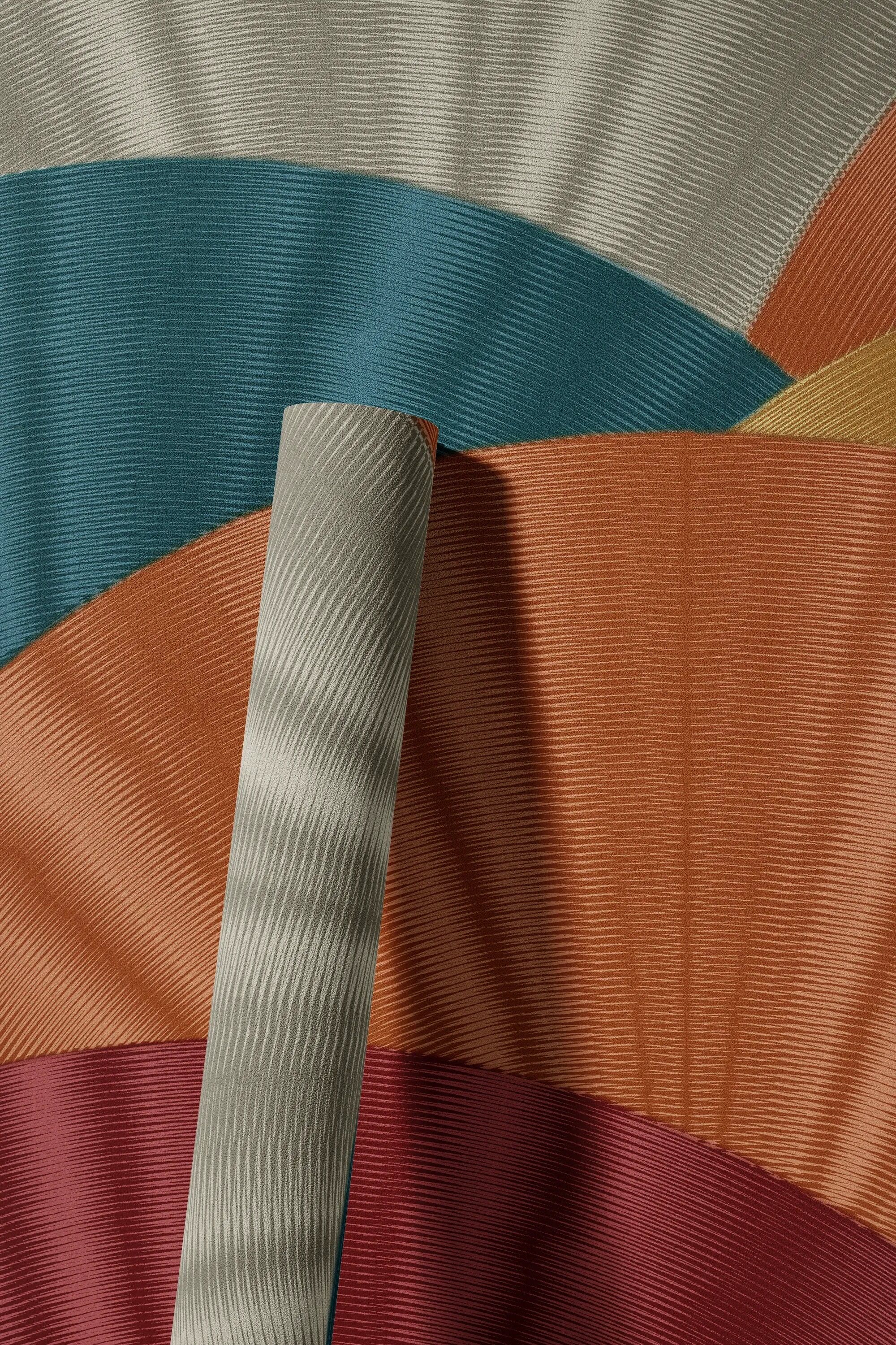Vliestapete LIVING WALLS "LIMITED – Art-Déco Fächer Fototapete", bunt, B:1,59m H:0m L:2,8m, Vlies, Tapeten, Geometrisches Fächermuster mit plastischer 3D-Wirkung