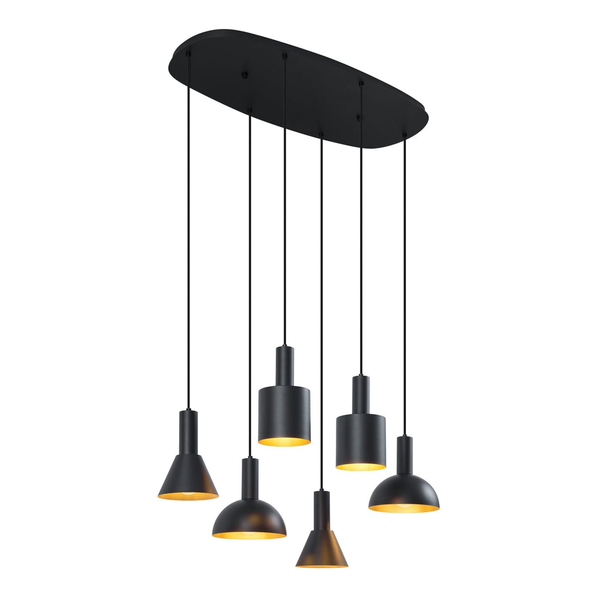 Moderne zwarte hanglamp van metaal met 6 lichtpunten - Qazqa