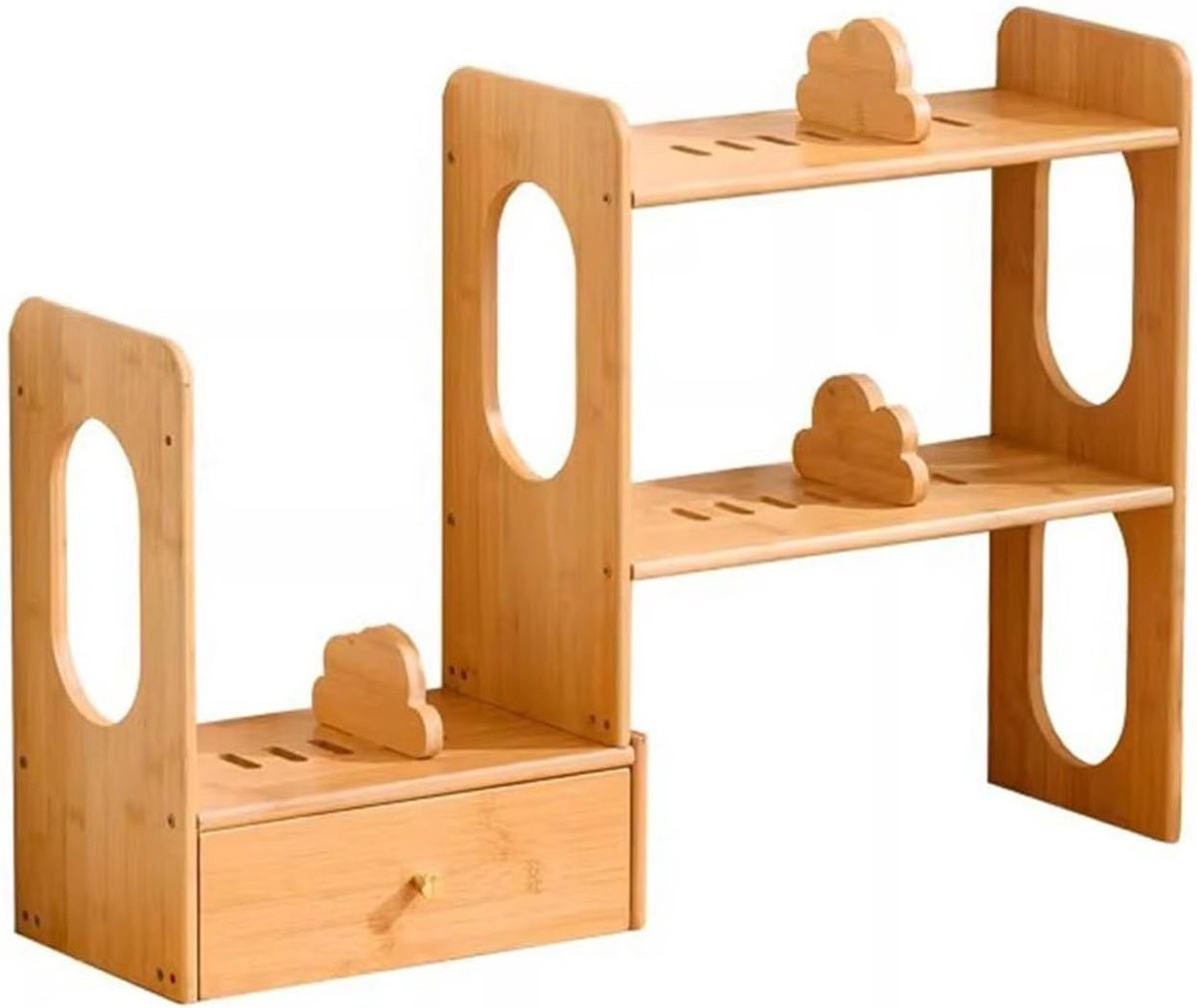 Verstelbare Boekenplank Bureau Organizer van Bamboe in Natuurlijk - 72 cm
