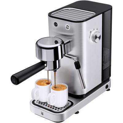 WMF Espressomaschine "LONO", grau (edelstahl), B:31cm H:30,5cm T:14cm, Kaffeemaschinen, kompakt, elegant, 15 bar, 1350 Watt, Milchschaumdüse, Cromargan, Espressomaschine