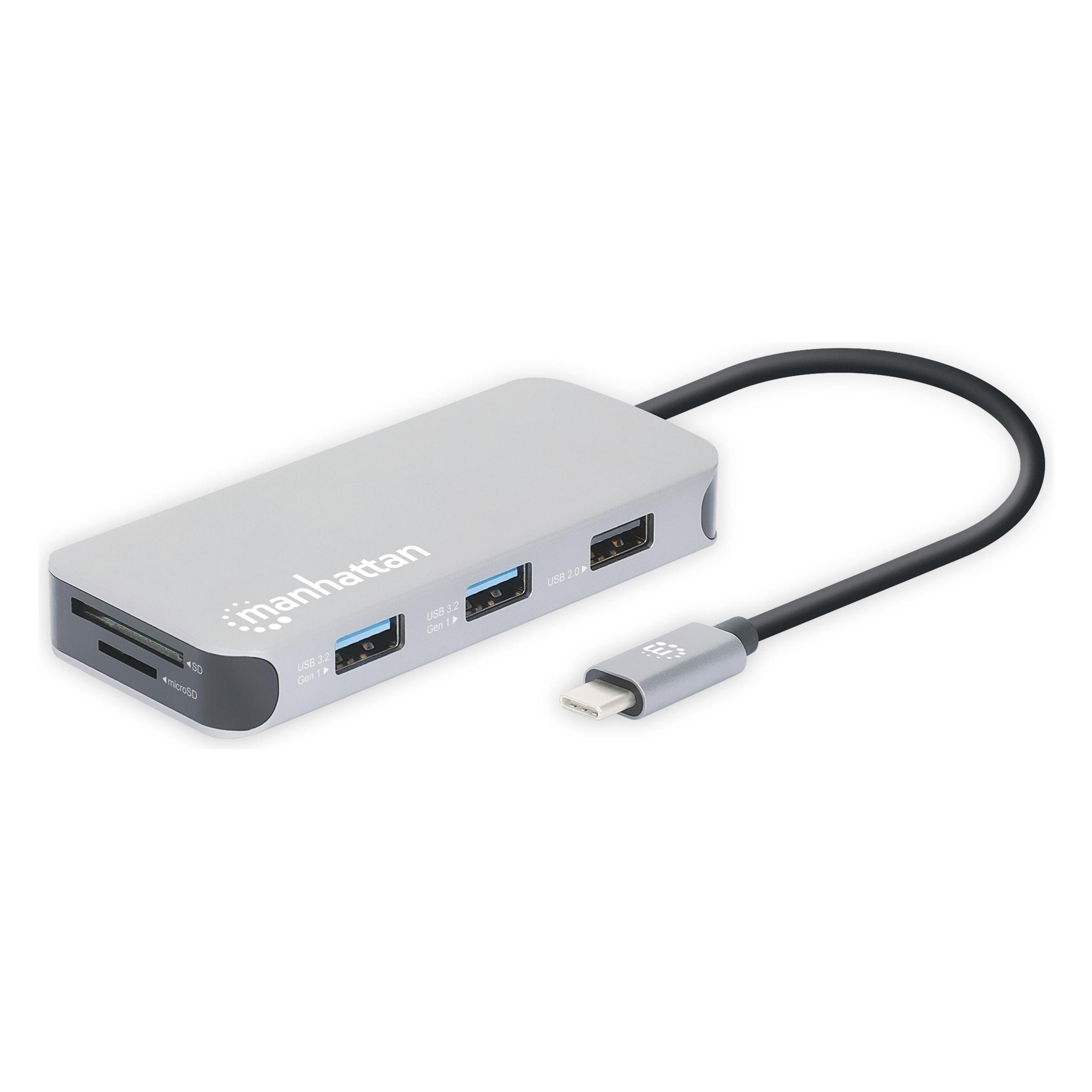 Manhattan USB-C 8-in-1-Dockingstation mit Power Delivery (USB-C, 8 Ports) (130615)