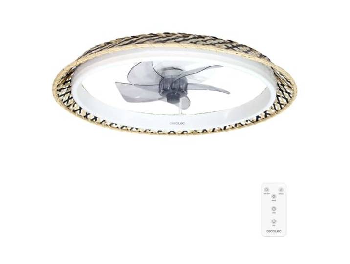 Cecotec Ventilateur de Plafond avec Lumière EnergySilence LampAero 610 Natural Design.20 W\, Diamètre 43 cm\, Minuterie\, Lampe LED\, 6 Vitesses et 5 Pales\, Mode Été/Hiver