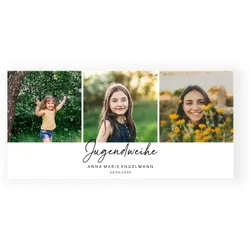 Einladungskarte Jugendweihe: Zeit vergeht mit Fotos in Weiß