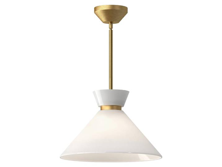 Elstead Halston Pendelleuchte E27 Gebürstete Goldoptik Opal