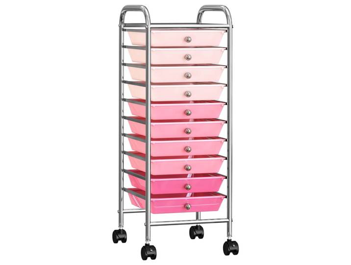 Vidaxl - Chariot De Rangement Mobile À 10 Tiroirs Ombre Rose Plastique