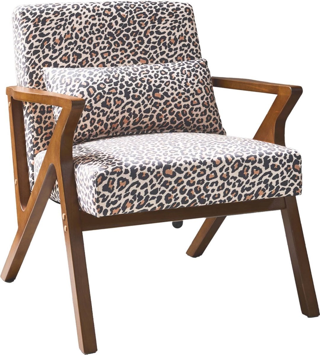 Sweeke Antoine Scandinavische fauteuil van hout met luipaardprint