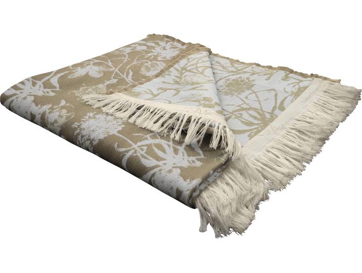 Wohndecke ADAM Flower Cuvée , beige, B:145cm L:190cm, Baumwolle, Wohndecken, Wohndecke, im floralem Design, Kuscheldecke