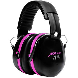 ACE-Instruments Kapselgehörschutz Mute, 161159, für Erwachsene, faltbar, schwarz-pink, SNR 32 dB
