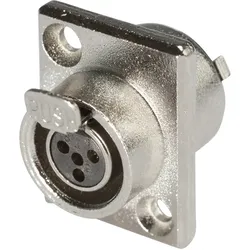 HICON Mini-XLR, 4-pol , Metall-, Löttechnik-Einbaubuchse, vergoldete(r) Kontakt(e), speziell, nickelfarben