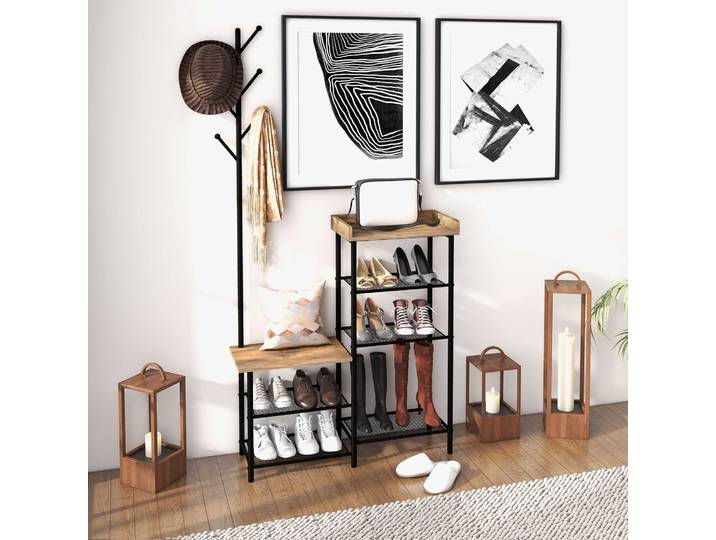 HOMCOM Meuble Entrée Porte-Manteaux Étagère Chaussures