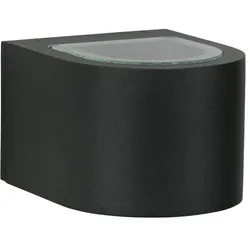 Albert LED Außenwand-Strahler Typ Nr. 2340, Up/Down, breit/breit, Rund, IP44, 230V, 6W 3000K 660lm, Linse klar, Glas, Schwarz ALB-662340