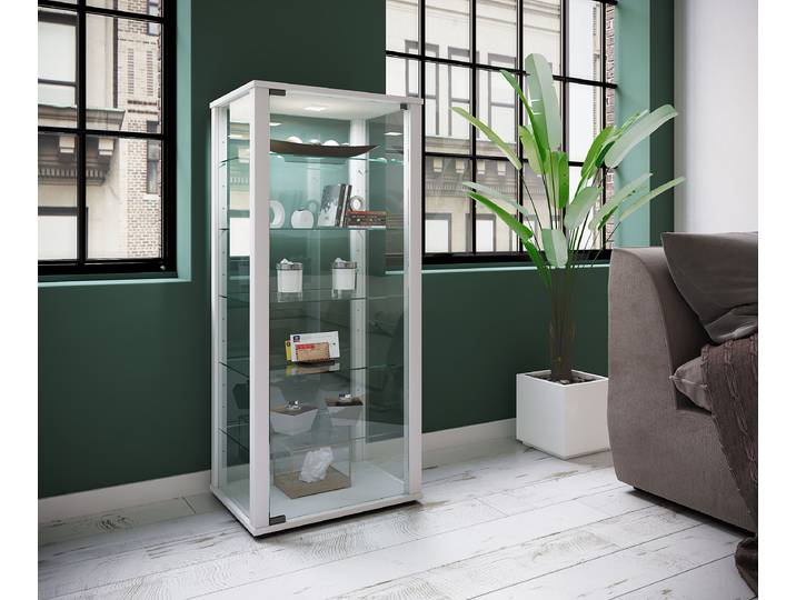 Vitrine sur pied Kavisa 115cm 5 Blanc/Blanc