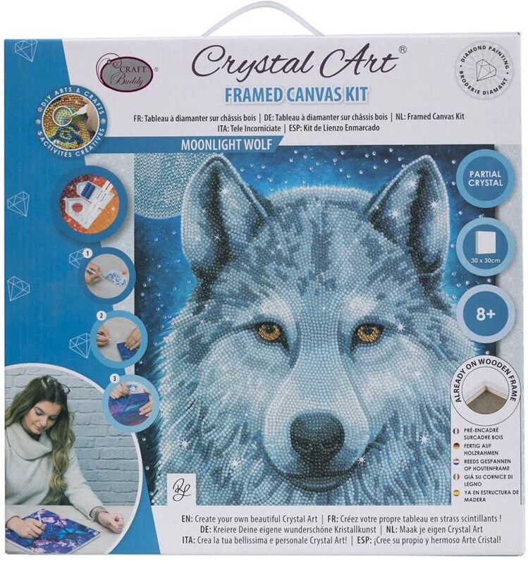 CRYSTAL ART Kit tableau broderie diamant 30x30cm - Loup clair de lune