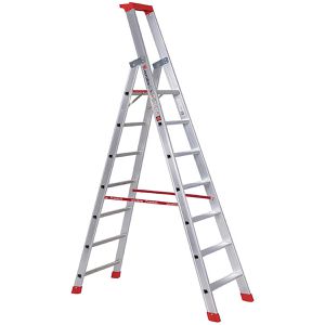 Euroline Stehleiter Nr. 32577, 3257707, mit Plattform, aus Aluminium, bis 150kg, mit 7 Stufen