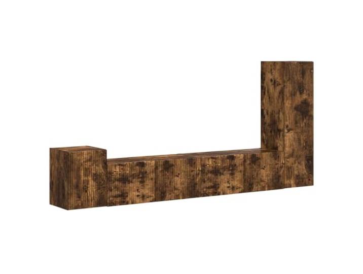 KUPTYERFG TV Schranksystem 3-teilig Wandboard Geräucherte Eiche Platzsparende TV Wandmöbel für Wohnzimmer und Schlafzimmer aus robustem Holzwerkstoff mit 4 Türen und Fächern.