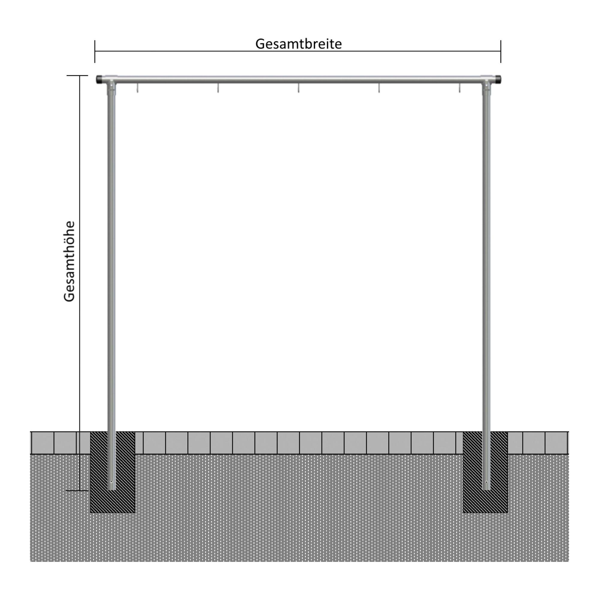 Schake Wäschetrockengerüst Ø48mm, Querstange 3,00m, 6 Haken einseitig, gebogen (419_4430)