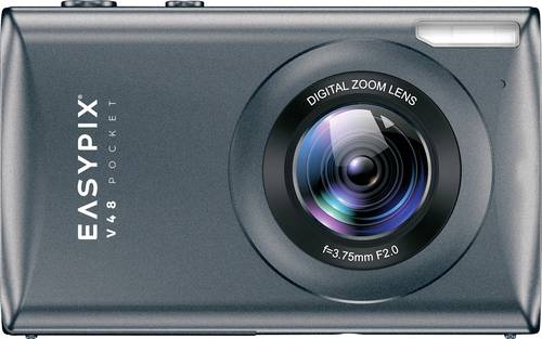 Easypix V48 Pocket Anthrazite Digitalkamera 8 Megapixel Anthrazit Integrierter Akku, 4K-Video, Full HD Video, mit eingebautem Blitz