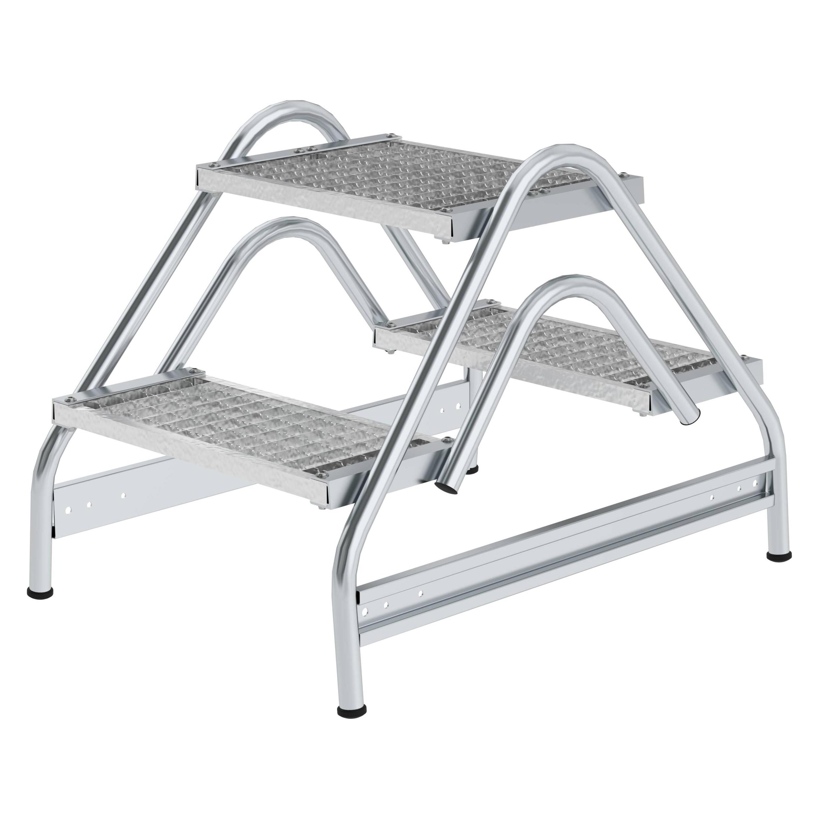 Munk Arbeitspodest beidseitig begehbar Stahl-Gitterrost 2x2 Stufen (Arbeitsplattform, 73 cm) (050062)