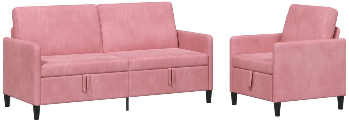 vidaXL Sofa Set met Opslag - 2 stuks - Roze - Polyester