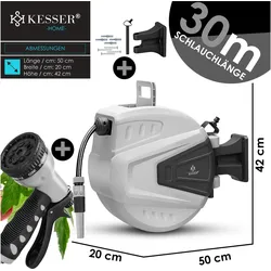 Kesser, Gartenschlauch Aufbewahrung, Schlauchtrommel Wasser Schlauchaufroller + 2-Wege-Verteiler (30 m)