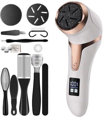 Uplift Treasures Rechargeable Waterproof Electric Foot Callus Remover With 3 Roller Heads 02