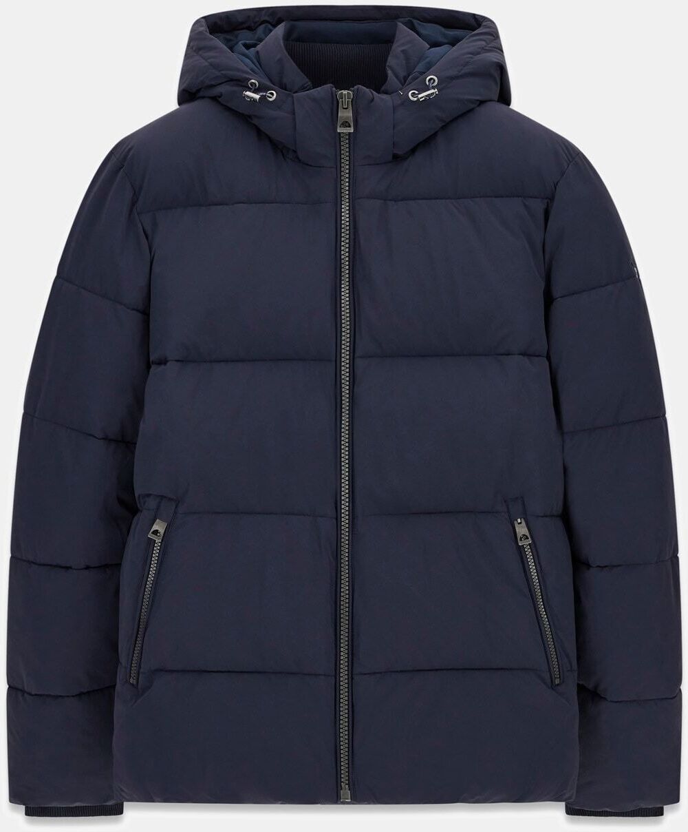 Steppjacke GUESS, Herren, Gr. XXL, smart blau, Web, Obermaterial: 88% Polyamid, 12% Elasthan, unifarben, regular fit normal, hoch geschlossener Ausschnitt, Rippstrickbündchen, Jacken Steppjacke, verstellbare Kapuze, Regular Fit, Reissverschlusstaschen sma