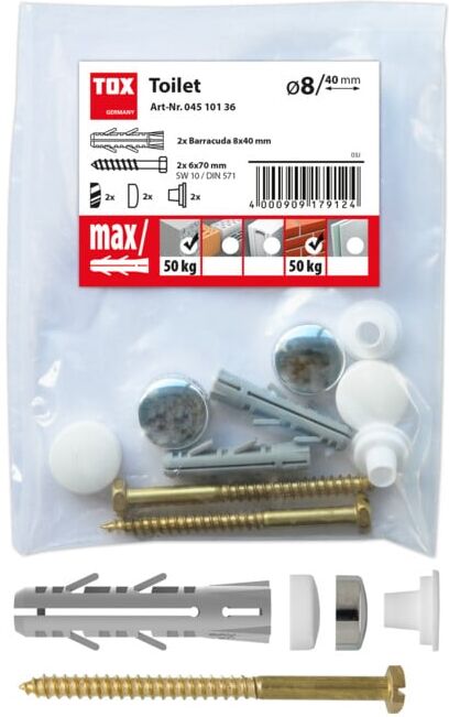 TOX Fixation WC sur pied Toilette blanc/chrome (04510136)