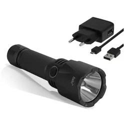 LED-Taschenlampe mit Akku Wiederaufladbar 2.6Ah USB / 230V 1000 Lumen Reichweite 280m ASLO