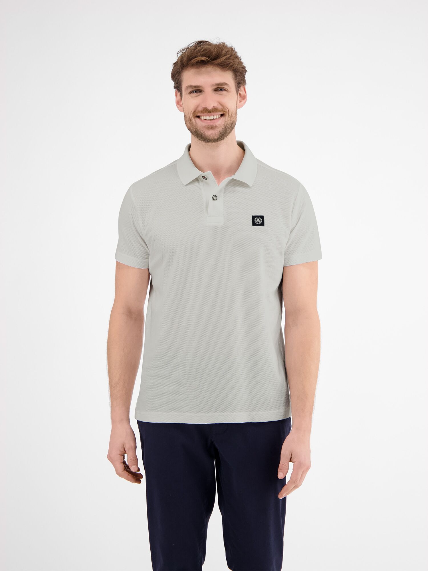 Poloshirt LERROS "Poloshirt in weicher Waffelpiquéqualität", Herren, Gr. S, weiss (broken weiß), 100% Baumwolle, Rundhals, Shirts Poloshirt broken weiß S