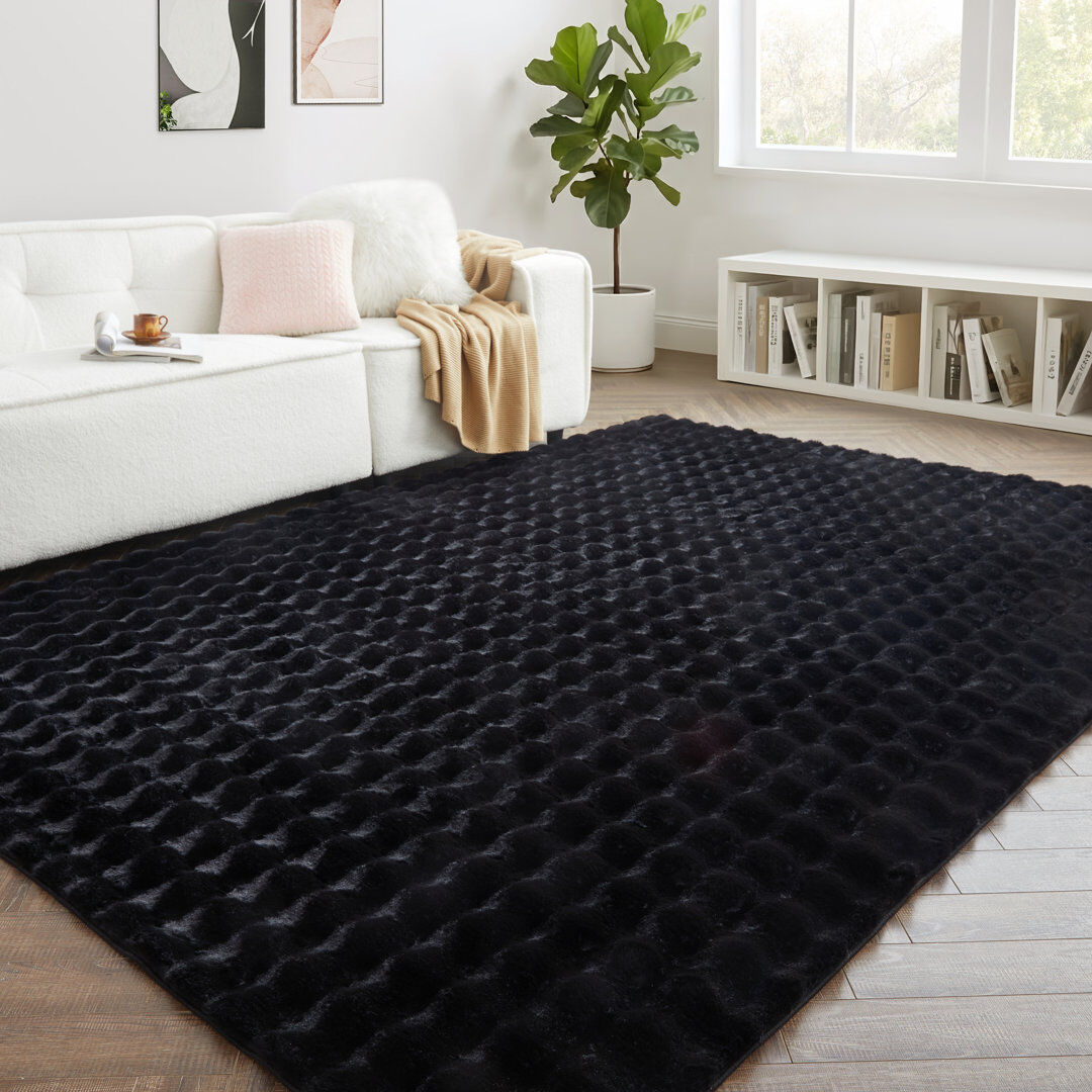 Fairmont Park Bubble Design Luxury Area Rugs Soft Decorative Plush Rug for Living Room Bedroom Black Rectangle 200 x 290 cm