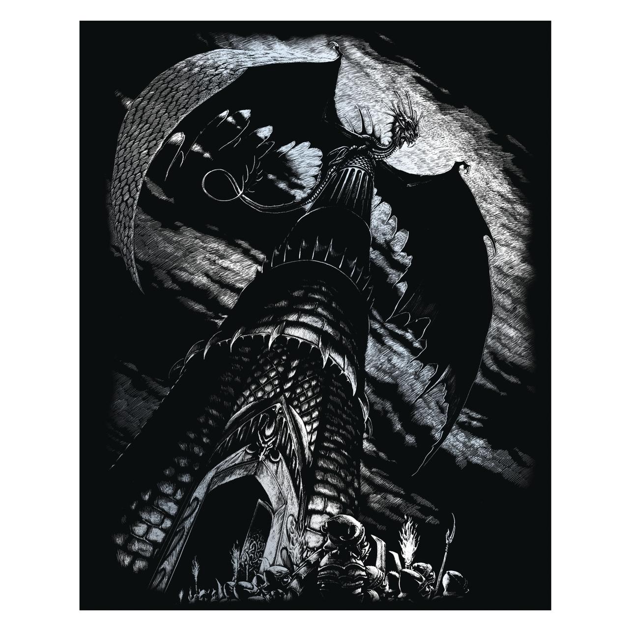 Pracht Kratzbild Drache silber 20x25cm (72003153)