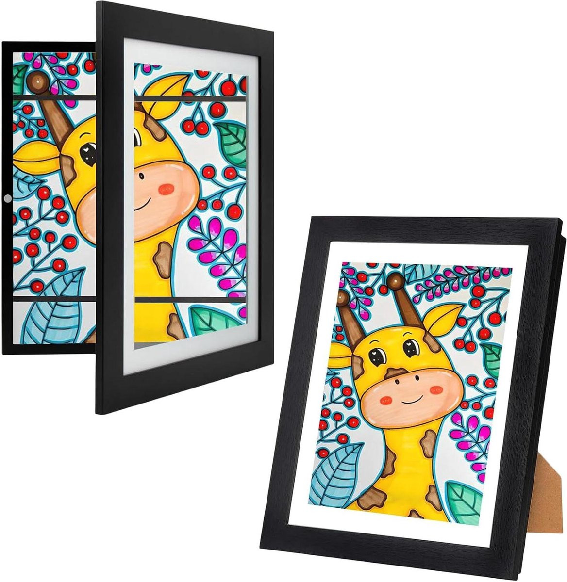 Zwarte Kinderkunst Fotolijst met Opslag voor Kunstwerk Display - 10 x 125 cm