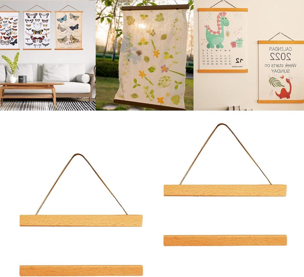 E-Ambar Magnetische houten posterlatten set voor decoratie van 21 cm