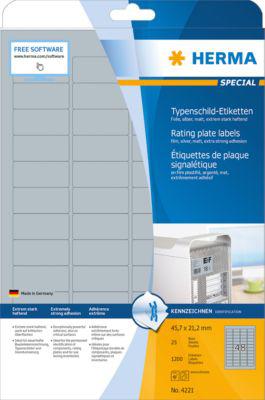 Herma Etiketten Nr. 4221 aus matter Polyesterfolie, 1200 Etiketten, 25 Bogen