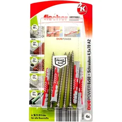 Fischer 4x DUOPOWER 6x50 Schraube nicht rostender Stahl A2 - 537627