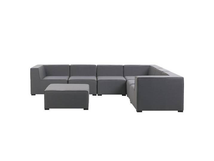 LOUNGE SET 7-Sitzer grau rechtsseitig modular Arezzo