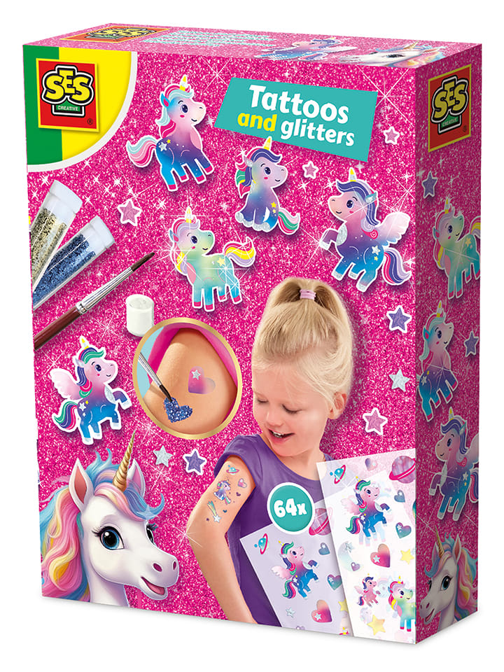 SES Kreativset "Unicorn - Metallische Glitzertattoos" - ab 5 Jahren - onesize