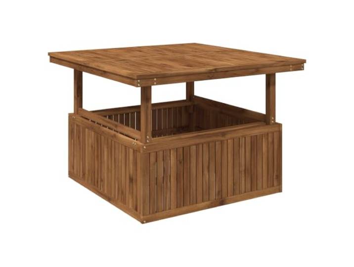 IBUQDDV Gartenkaffee Tisch aus massivem Akazienholz, höhenverstellbar Massives Akazienholz, wetterfest, verstellbar, Tischplatte mit Rillen, pflegeleicht, Balkon, Hinterhof