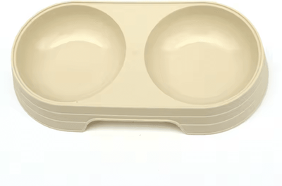 Inspire Curations Wheat Straw Double Pet Feeding Bowl Food & Water Dual Use Feeder apricot 1pcs