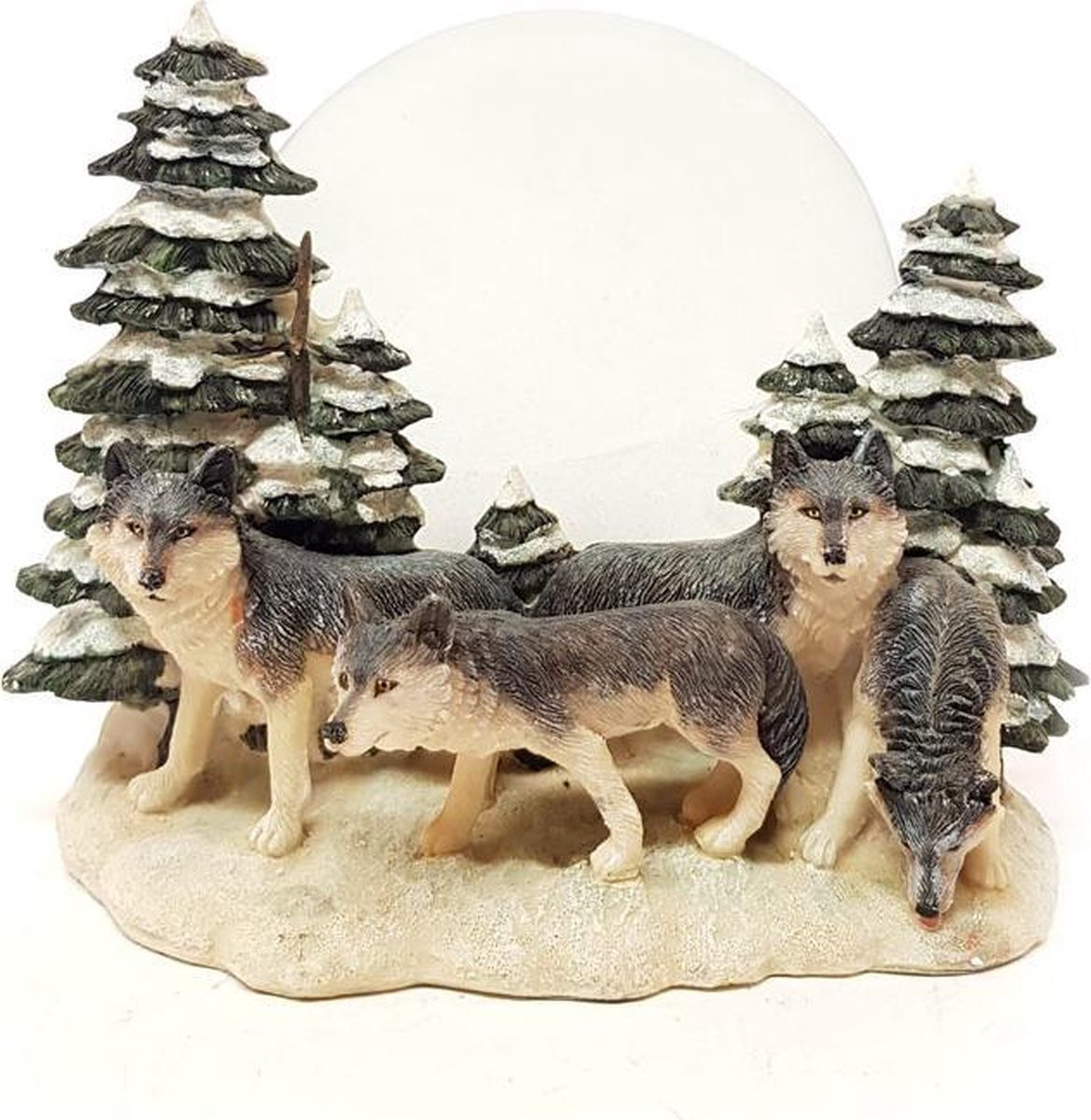 Wolf Möbel decoratie en waxinelichthouder met wolf beeldjes