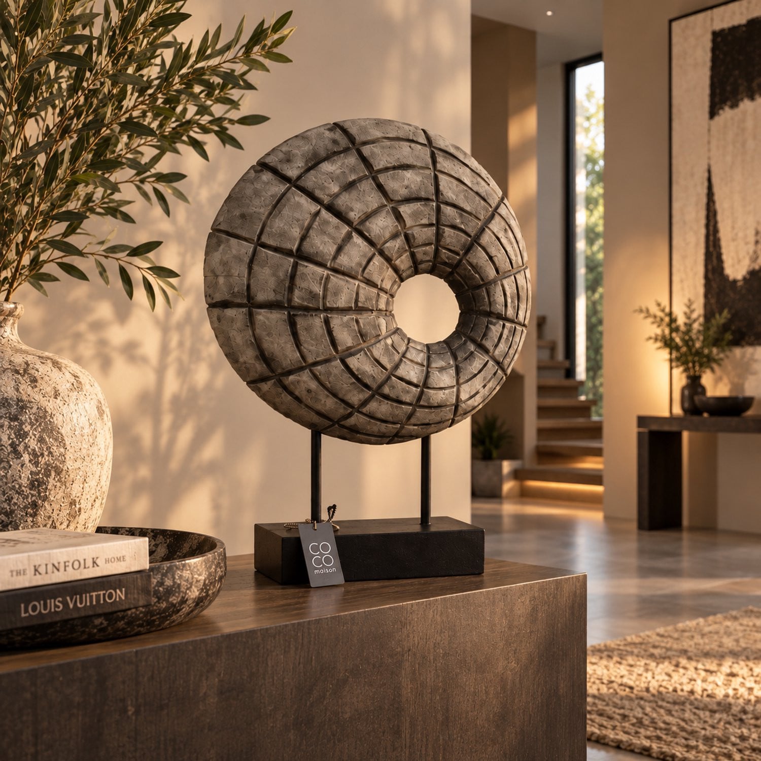 Coco Maison Decoratie Beeld Ring Bruin/Grijs Japandi Woonaccessoire