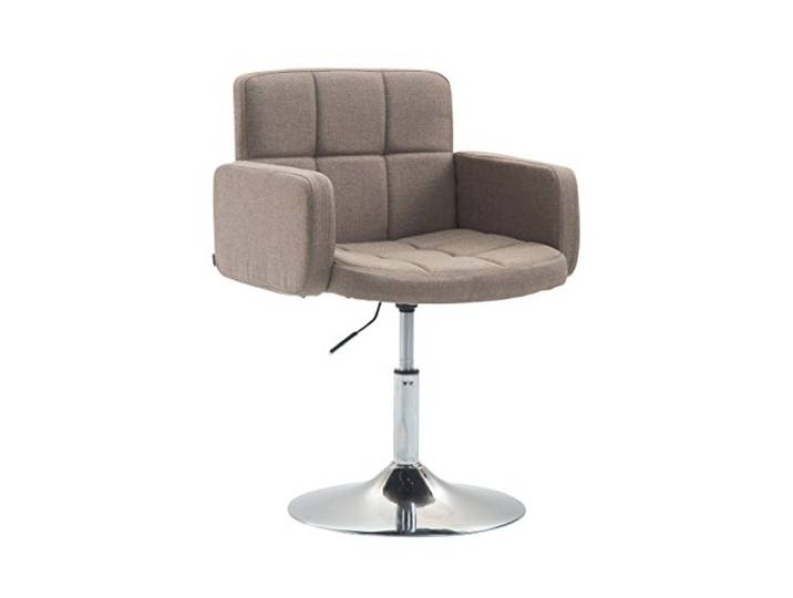 CLP Loungesessel Los Angeles Mit Stoffbezug Drehbarer Und Höhenverstellbarer Lounger I Esszimmerstuhl Mit Trompetenfuß, Farbe: Taupe