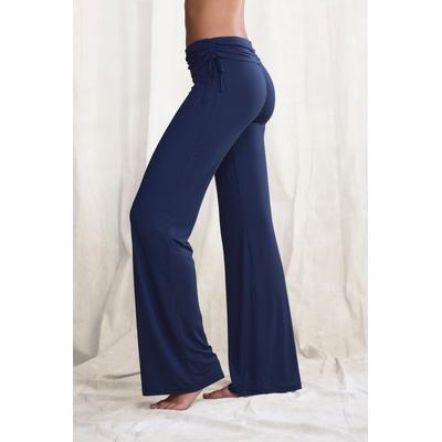 Jazzpants LASCANA, Damen, Gr. 36/38, N-Gr, blau (marine), Single Jersey, Obermaterial: 93% Polyester, 7% Elasthan, unifarben, Basic, lang, Hosen, mit Umschlagbund zum Raffen