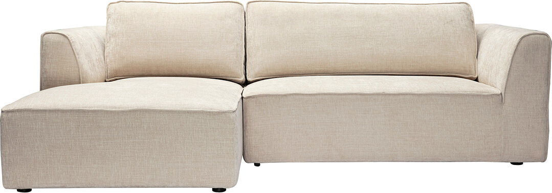 Miliboo Design Ecksofa links in beige strukturiertem Samt-Effekt Stoff 3-Sitzer GRAMMY
