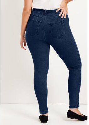 Plus Size Women's Curvie Fit Skinny Jeans by June & Vie in Dark Blue (Size 26 W)