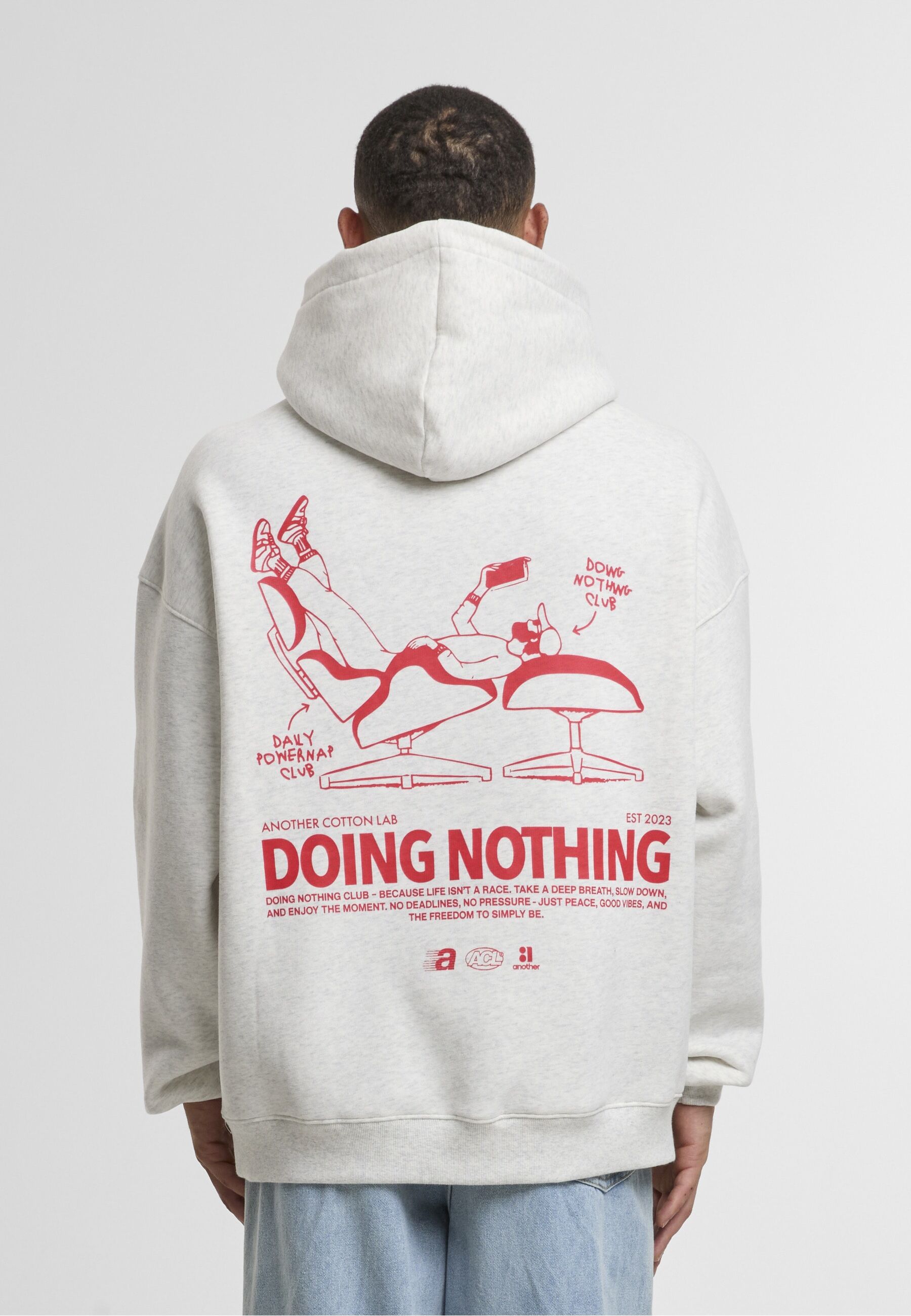 Kurzarmhemd ANOTHER COTTON LAB "Another Cotton Lab Doing Nothing T-Shirt Hoodie", Herren, Gr. XS, erdgrau, 52% Baumwolle, 48% Polyester, mehrfarbig, normal, ohne Ausschnitt, Hemden