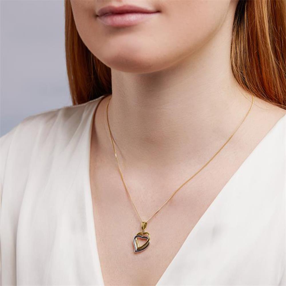 Unique Kette mit Herzanhänger 333er Gold silber-gold